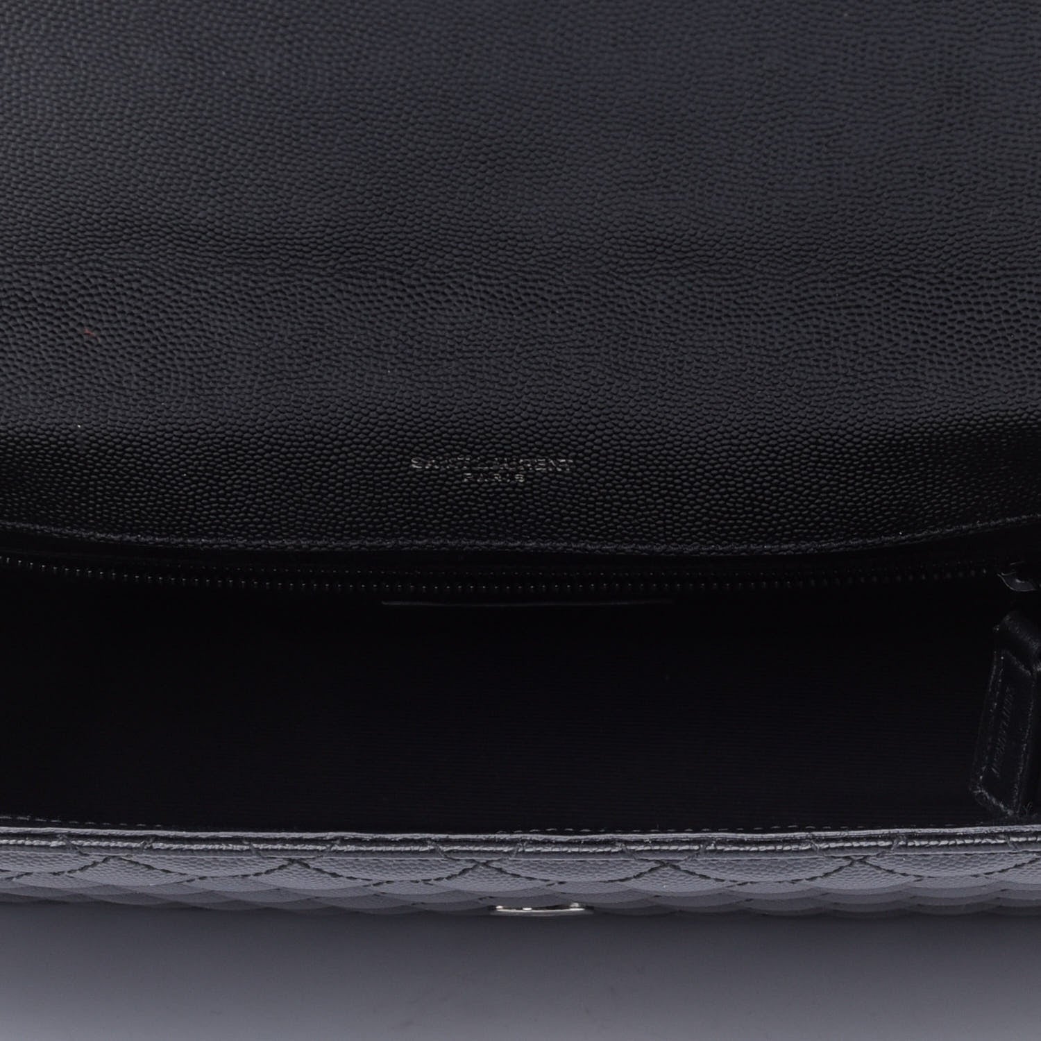 Saint Laurent Grain De Poudre Textured Mixed Matelasse Large Triquilt Monogram Monochrome Satchel Black 4 of 4