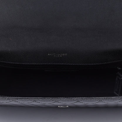 Saint Laurent Grain De Poudre Textured Mixed Matelasse Large Triquilt Monogram Monochrome Satchel Black 4 of 4