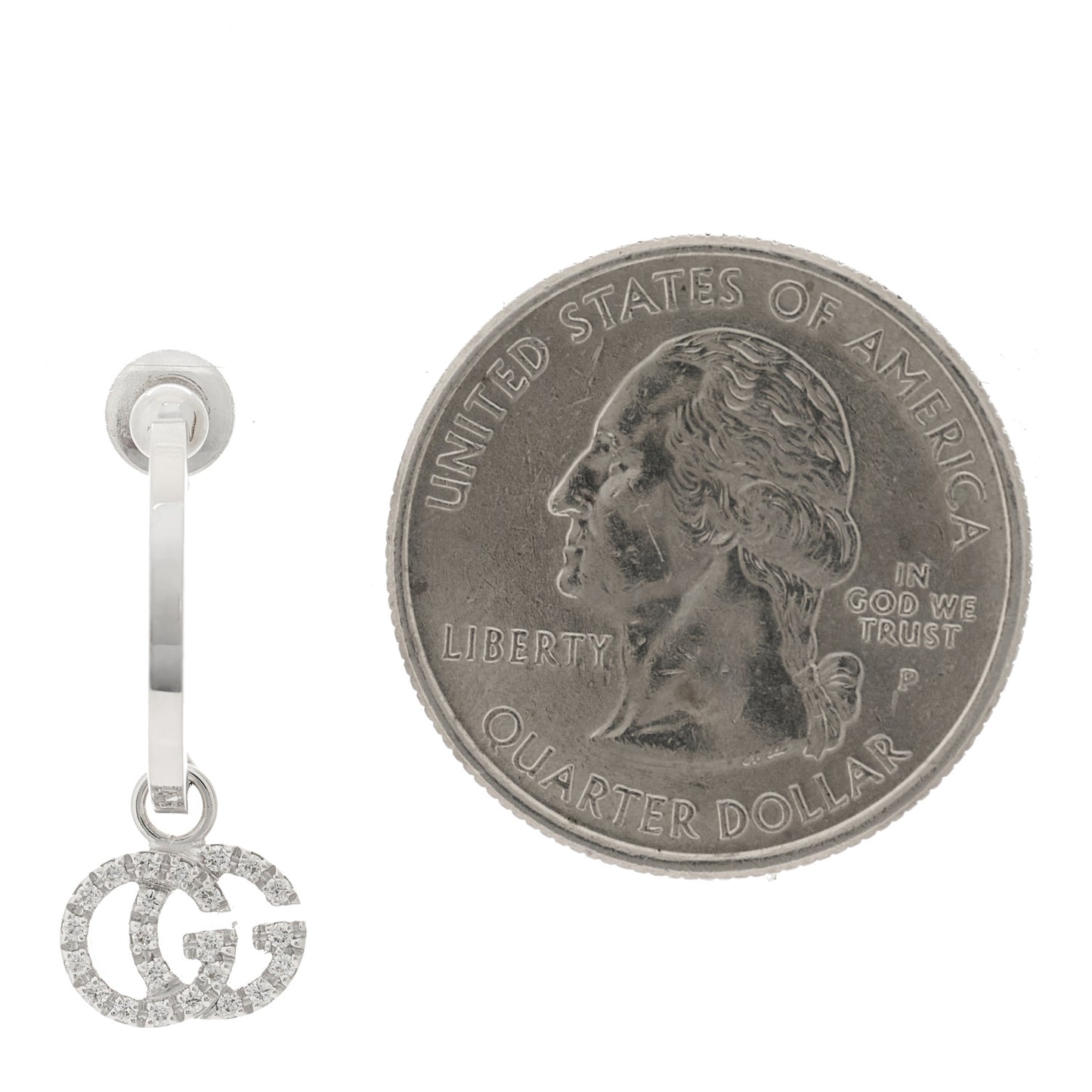 18K White Gold Diamond Running G Hoop Single Clip On Earring