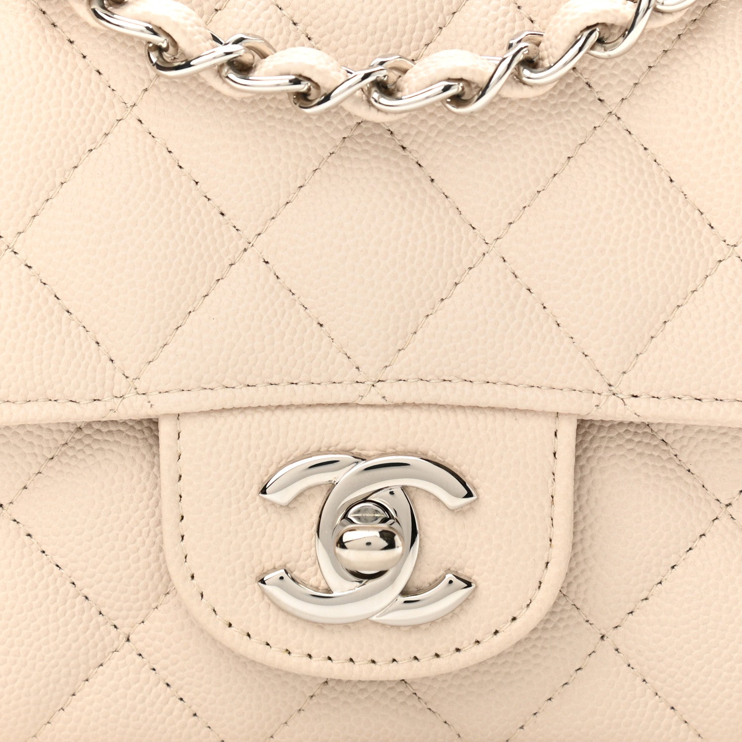 Chanel Caviar Quilted Mini Rectangular Flap Light Beige 8 of 10