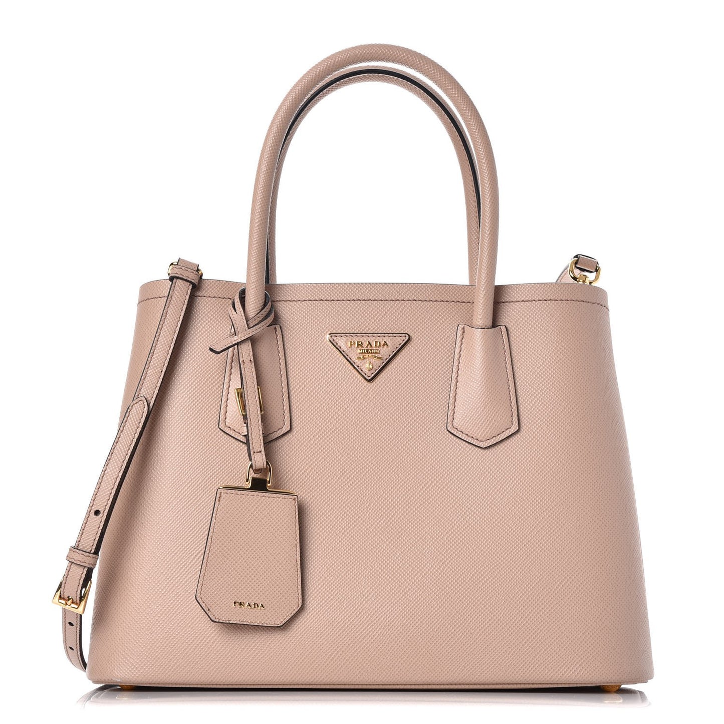 Saffiano Cuir Small Double Bag Cipria Nero Black