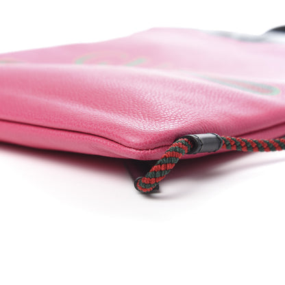 Gucci Grained Calfskin Logo Drawstring Backpack Box Pink Green Black 9 of 10