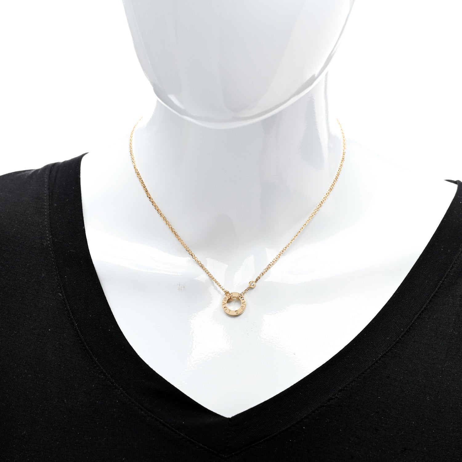 Cartier 18K Yellow Gold 2 Diamond LOVE Necklace 2 of 6