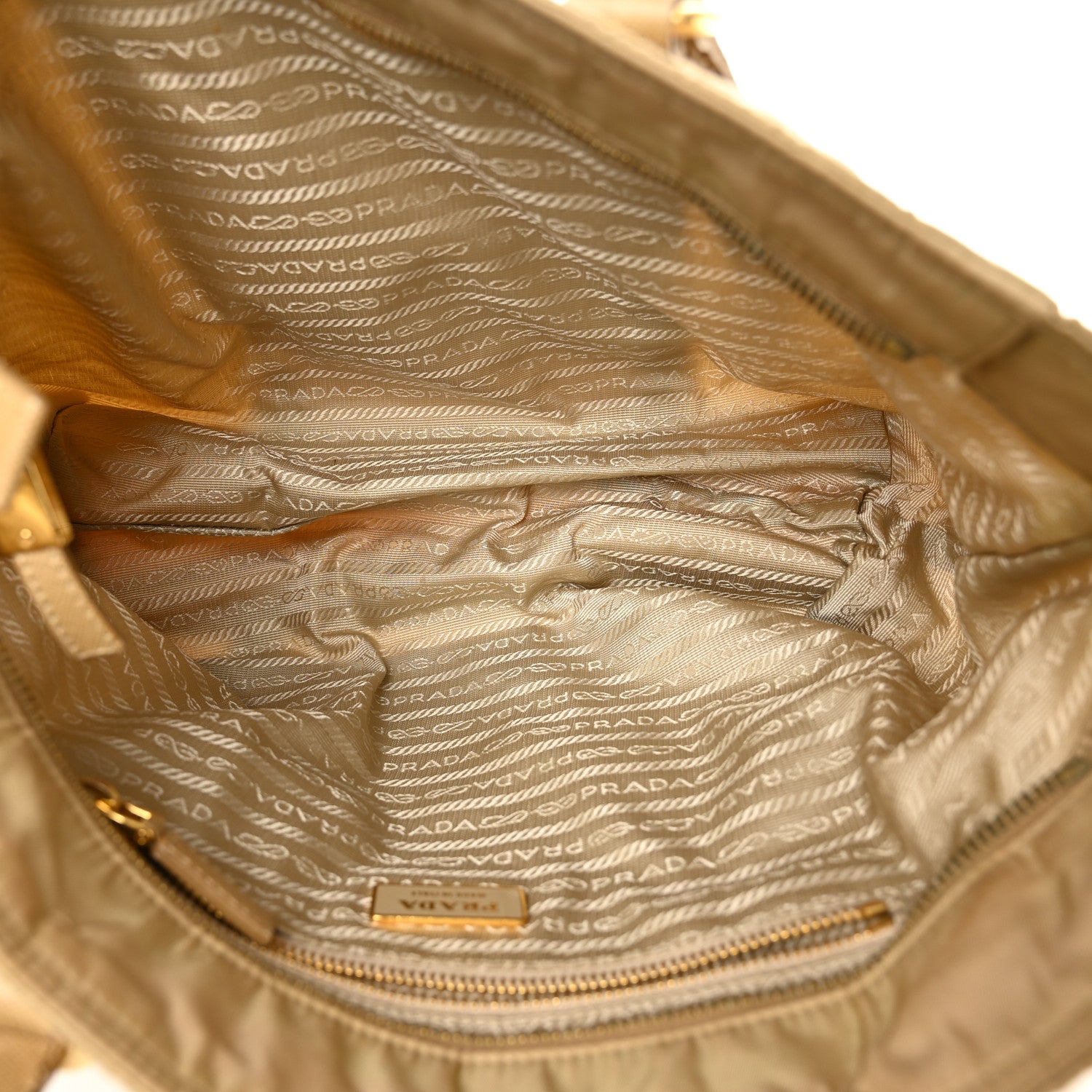 Prada Tessuto Nylon Saffiano Tote Beige 5 of 11