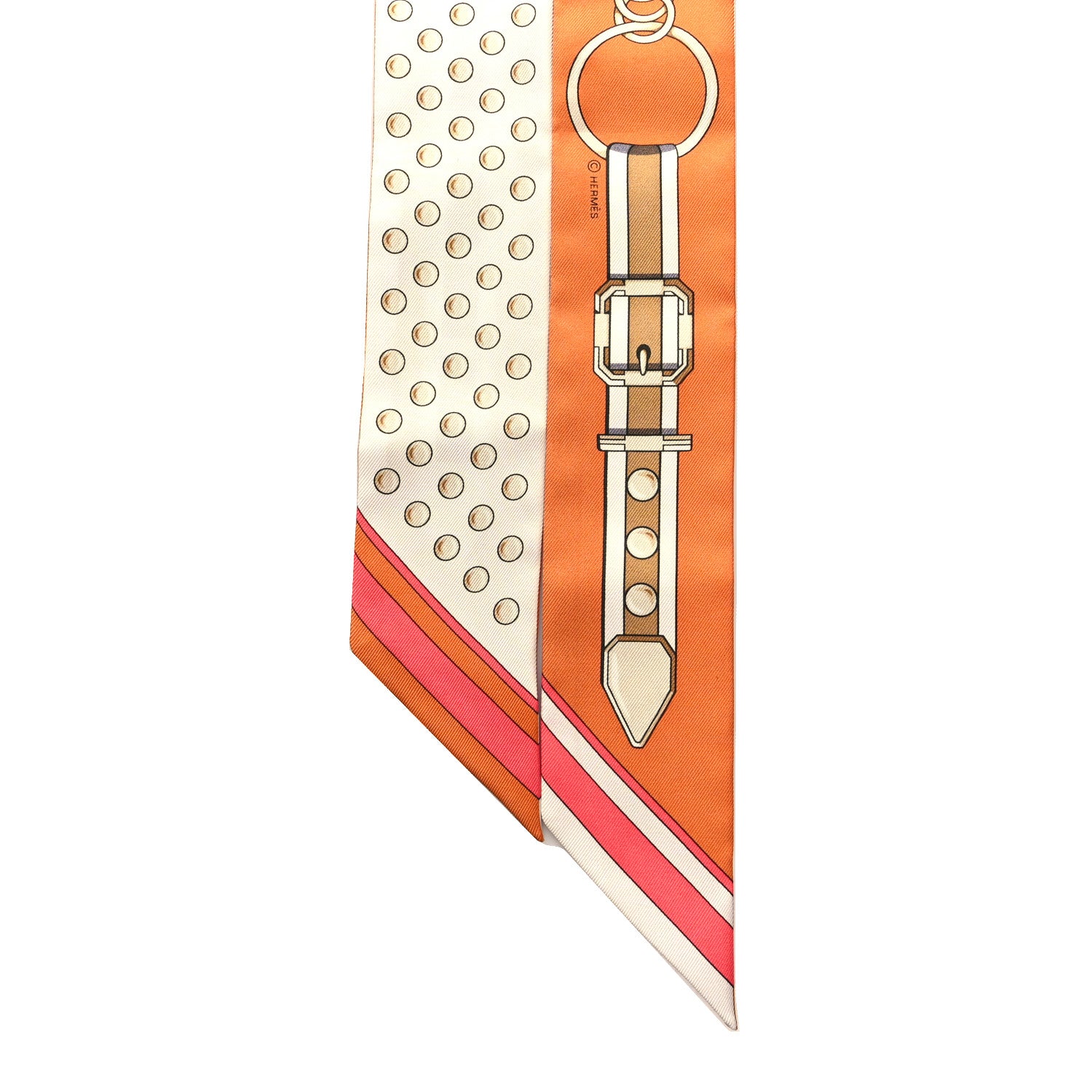 Hermes Silk Grand Tralala Twilly Creme Roux Corail 2 of 4