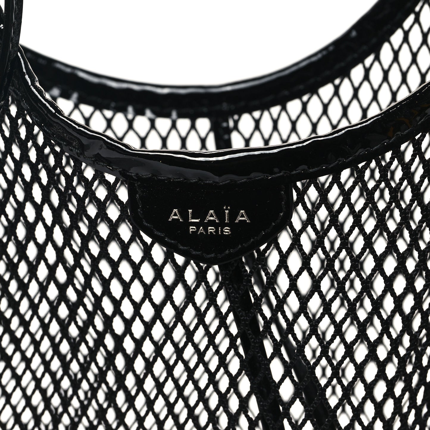Fishnet Patent Calfskin Medium One Piece Bag Black