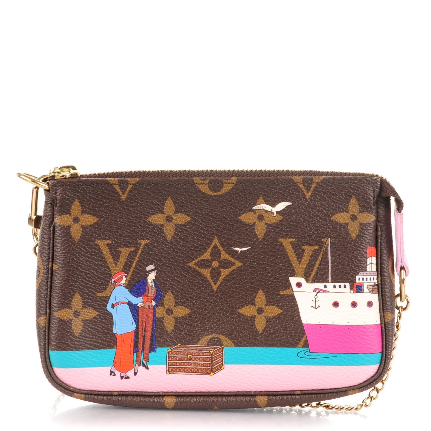 Monogram 2016 Christmas Animation Mini Pochette Accessories Rose Ballerine