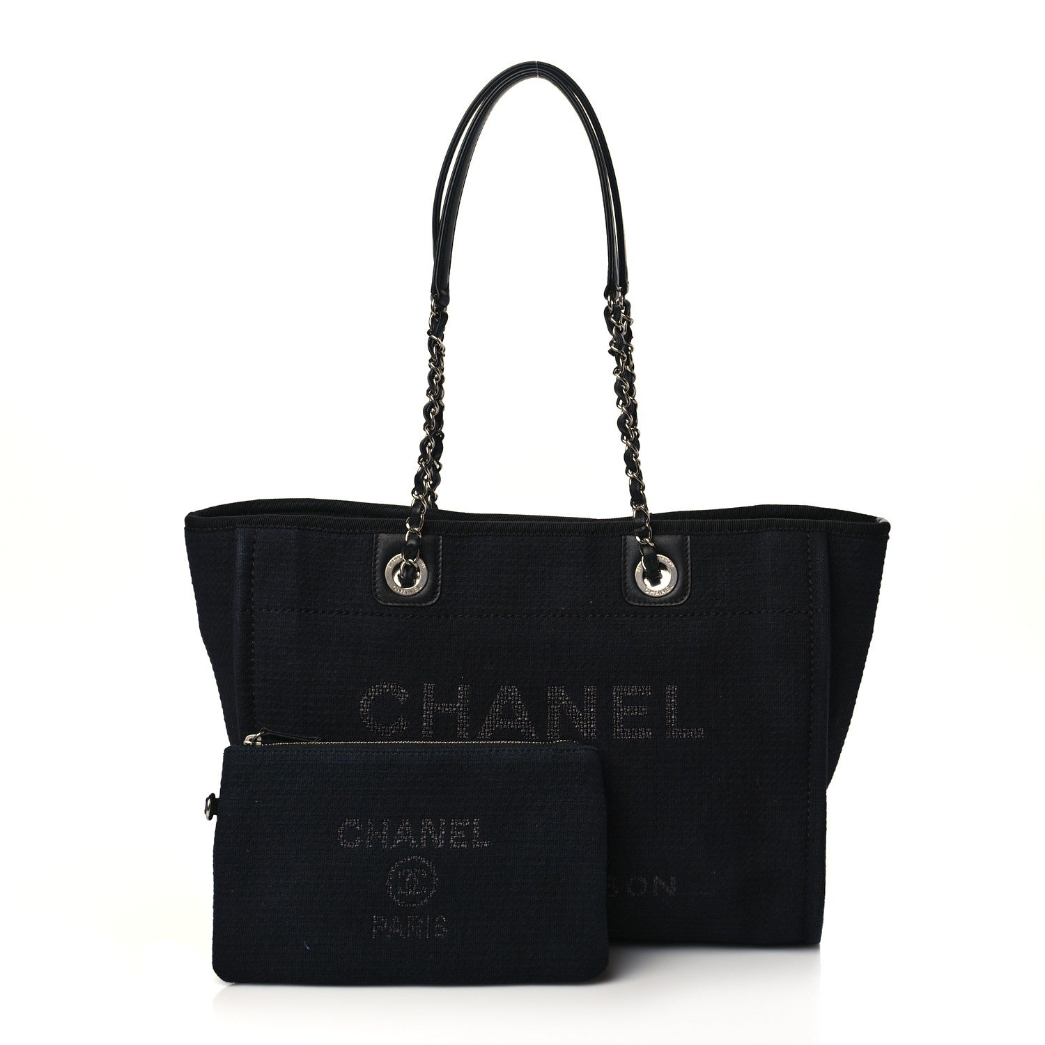 Chanel Canvas Small Deauville Tote Black 2 of 12