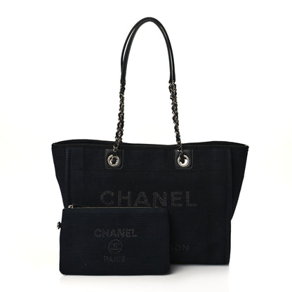 Chanel Canvas Small Deauville Tote Black 2 of 12
