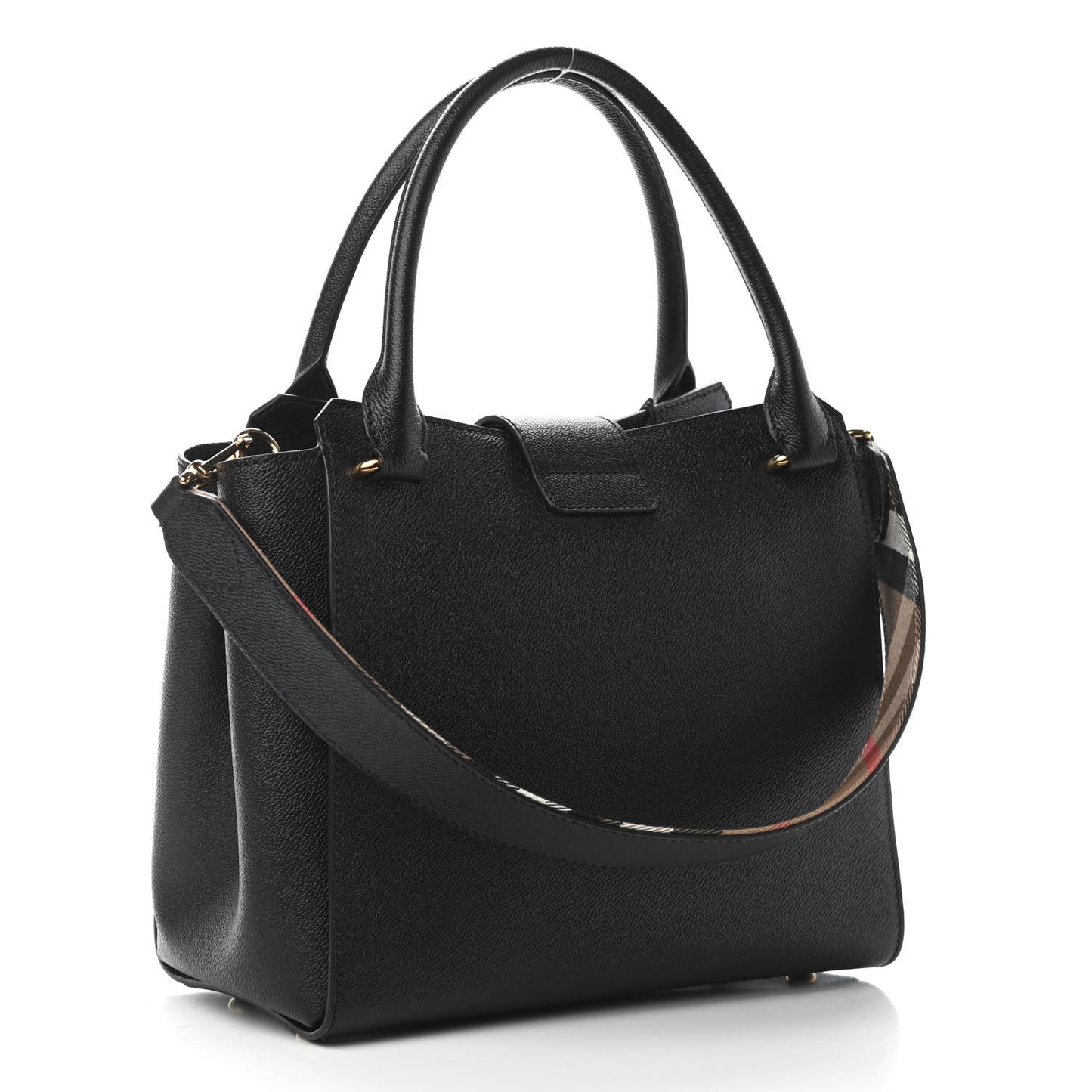 Soft Grain Calfskin Medium Buckle Tote Black