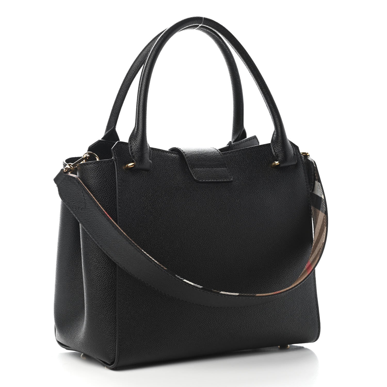 Burberry Soft Grain Calfskin Medium Buckle Tote Black 3 of 9