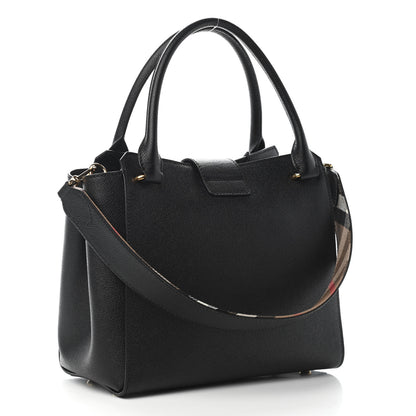 Burberry Soft Grain Calfskin Medium Buckle Tote Black 3 of 9