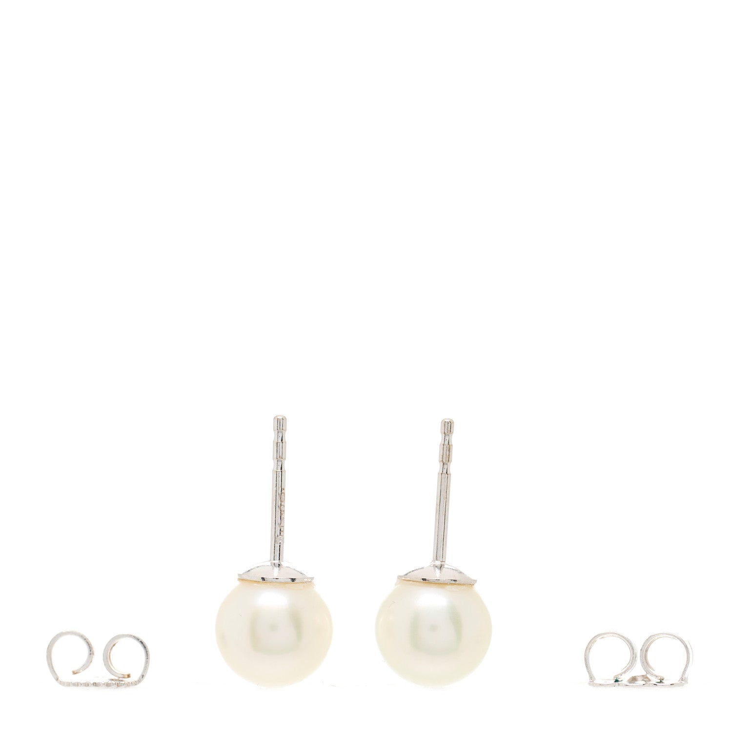 Mikimoto 18K White Gold Akoya Pearl 7.5mm Stud Earrings 2 of 3