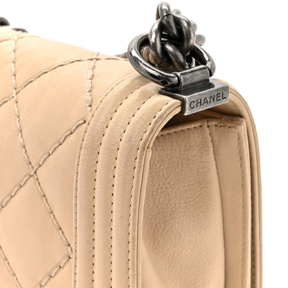 Chanel Calfskin Double Stitch Small Boy Flap Beige 17 of 20