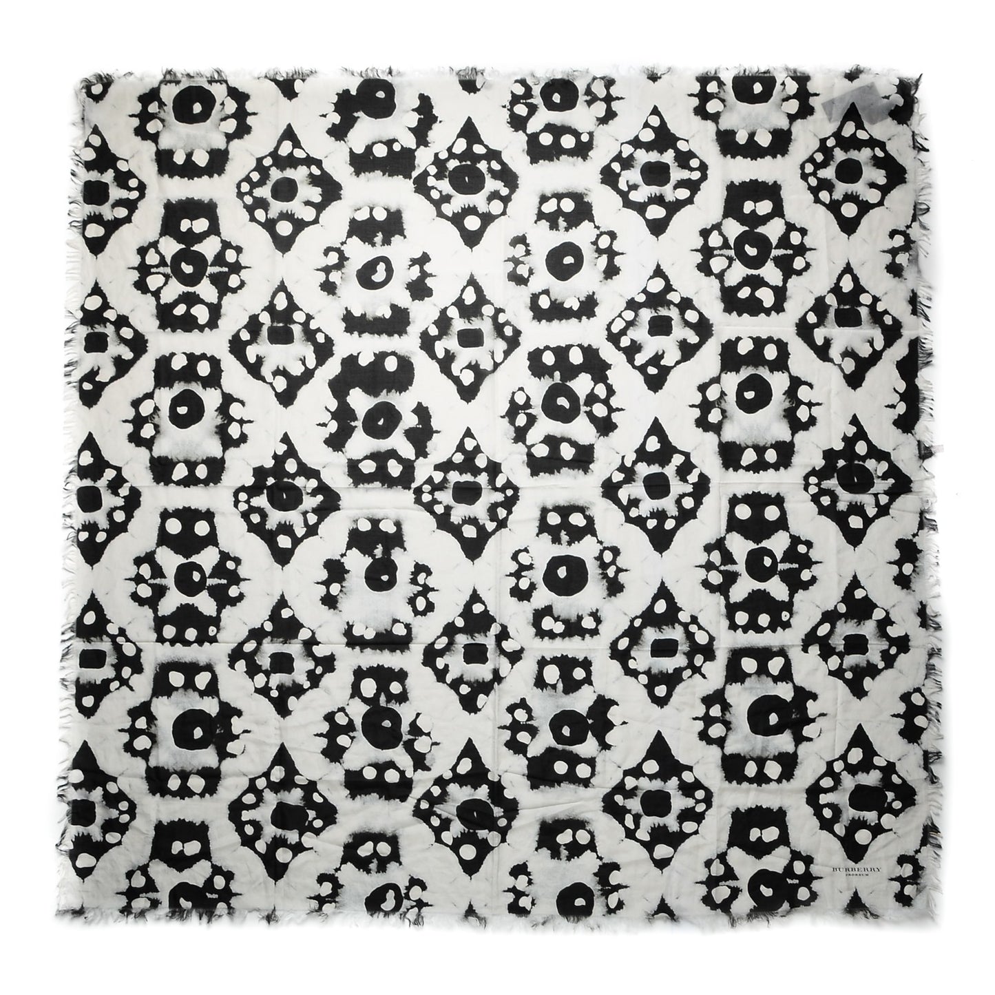 Cotton Silk Tie Dye Square Scarf Black White