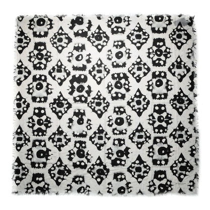 Burberry Cotton Silk Tie Dye Square Scarf Black White 1 of 4