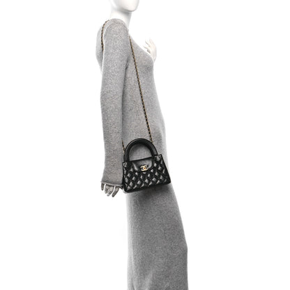Chanel Shiny Aged Calfskin Quilted Nano Kelly Shopper Black 2 of 10