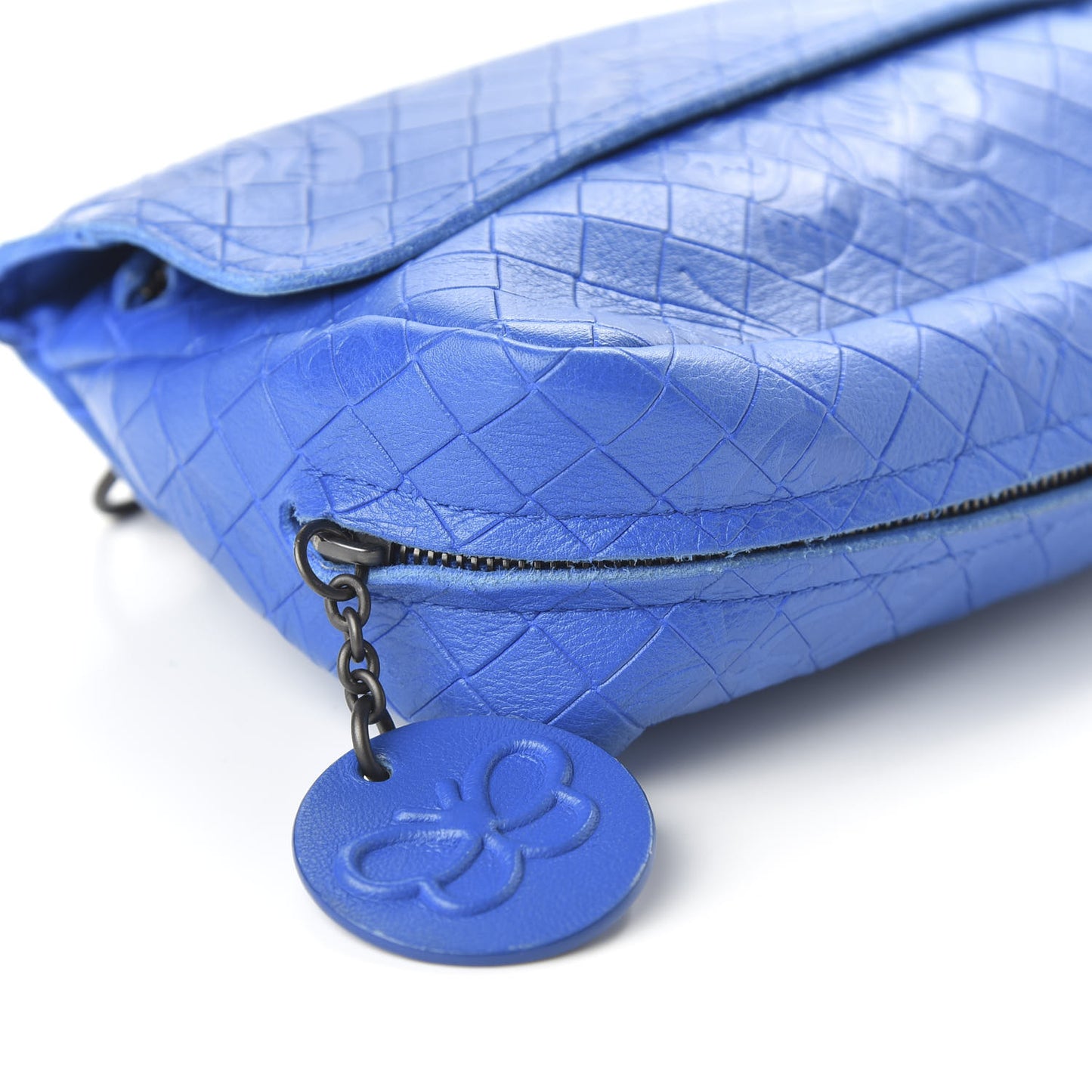 Calfskin Intrecciomirage Embossed Butterfly Small Chain Crossbody Signal Blue