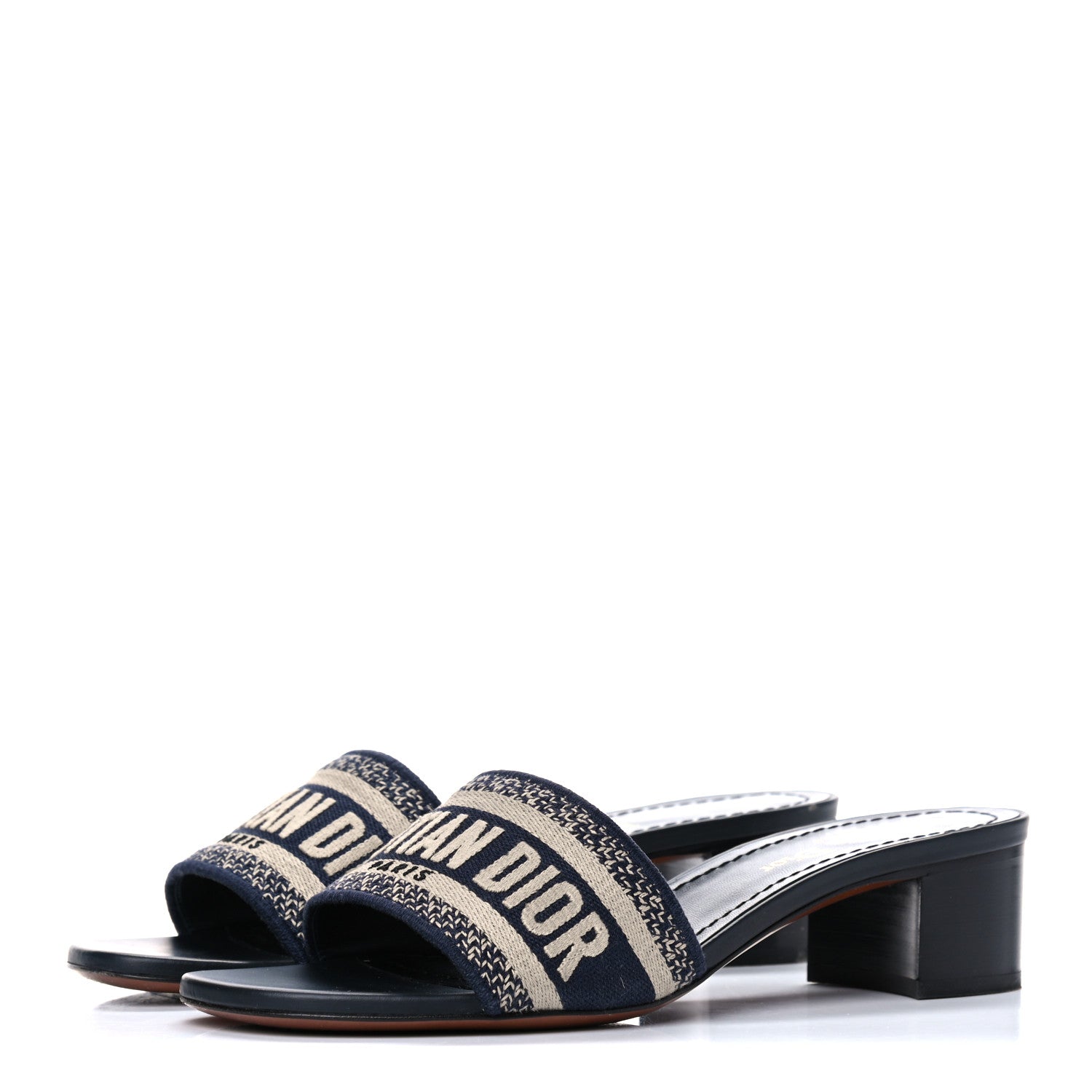 Christian Dior Cotton Embroidered Dway 40mm Slide Sandals 36.5 Deep Blue 3 of 9