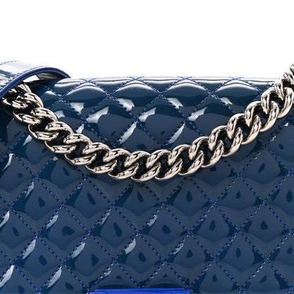 Chanel Patent Calfskin Quilted Medium Plexiglass Boy Flap Blue 15 of 27