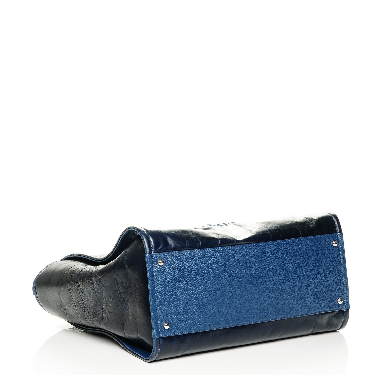 Glazed Calfskin Large Deauville Tote Blue