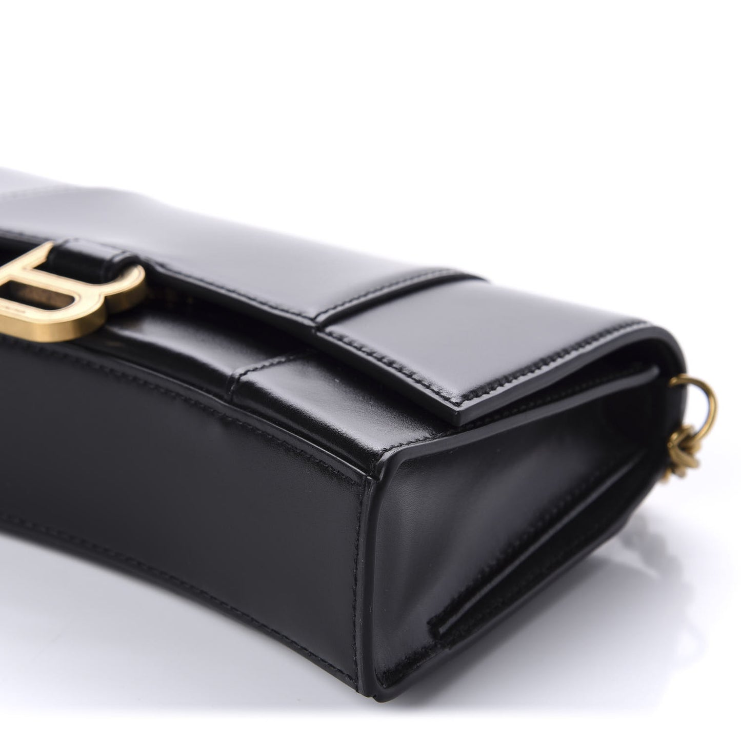Shiny Box Calfskin Small Hourglass Evening Chain Bag Black