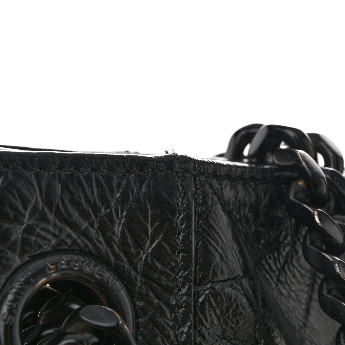 Calfskin Crocodile Embossed Monogram Medium Niki Shopping Bag Black