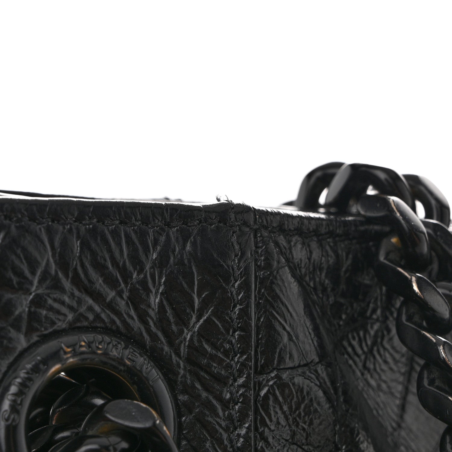 Saint Laurent Calfskin Crocodile Embossed Monogram Medium Niki Shopping Bag Black 14 of 15