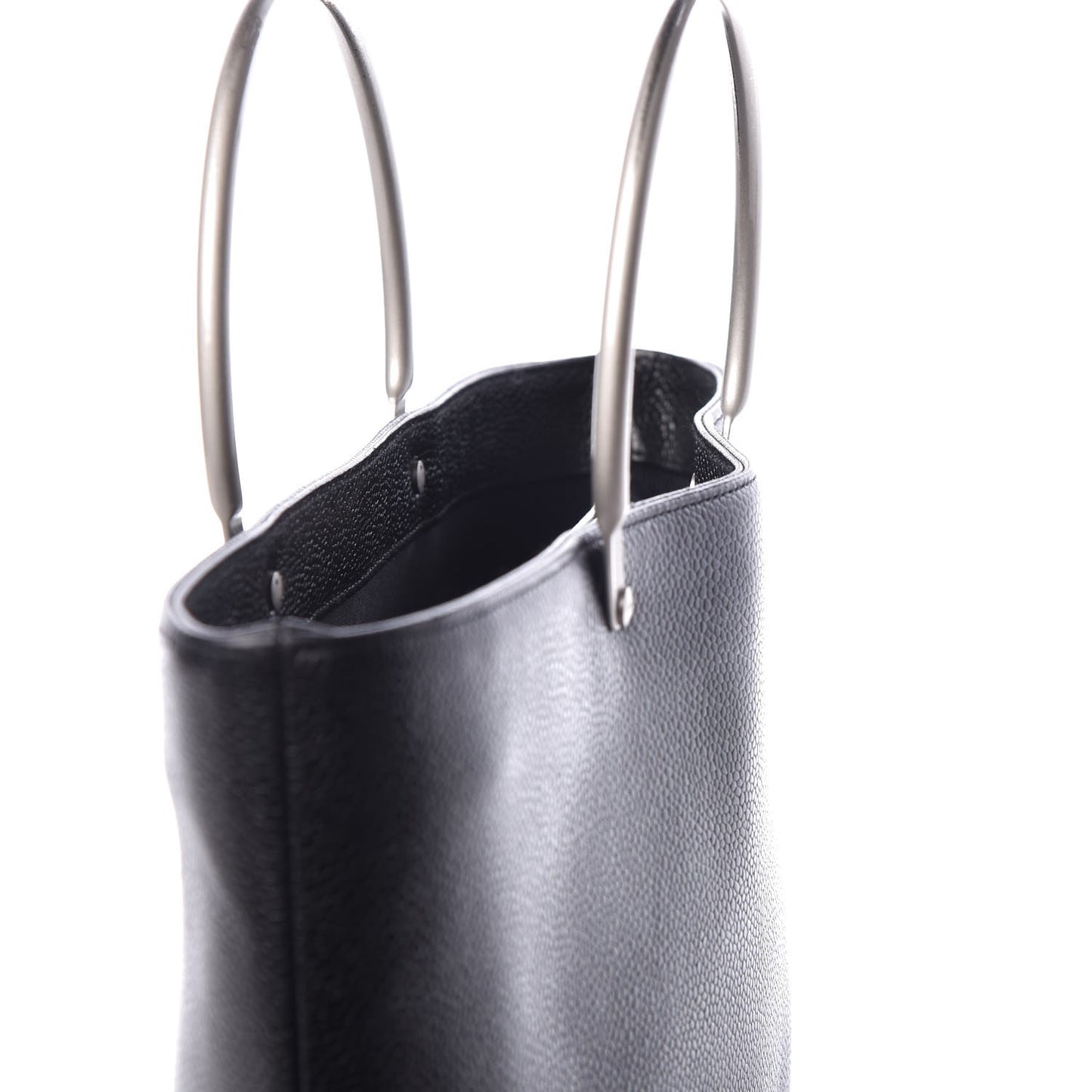 Caviar Metal Handle Tote Black