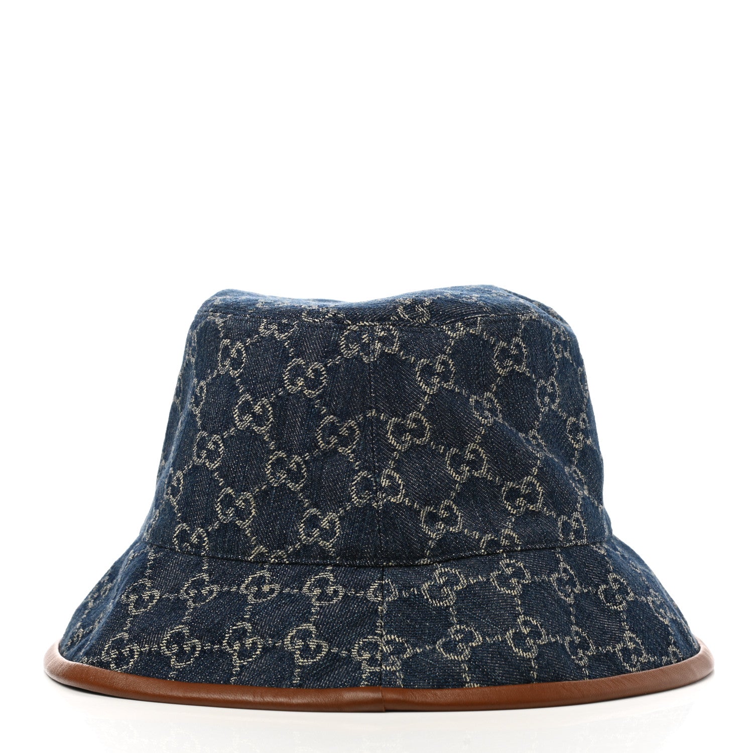 Gucci Washed Jacquard Denim Nappa GG Monogram Oscar Bucket Hat XXL Denim Cuir 3 of 10