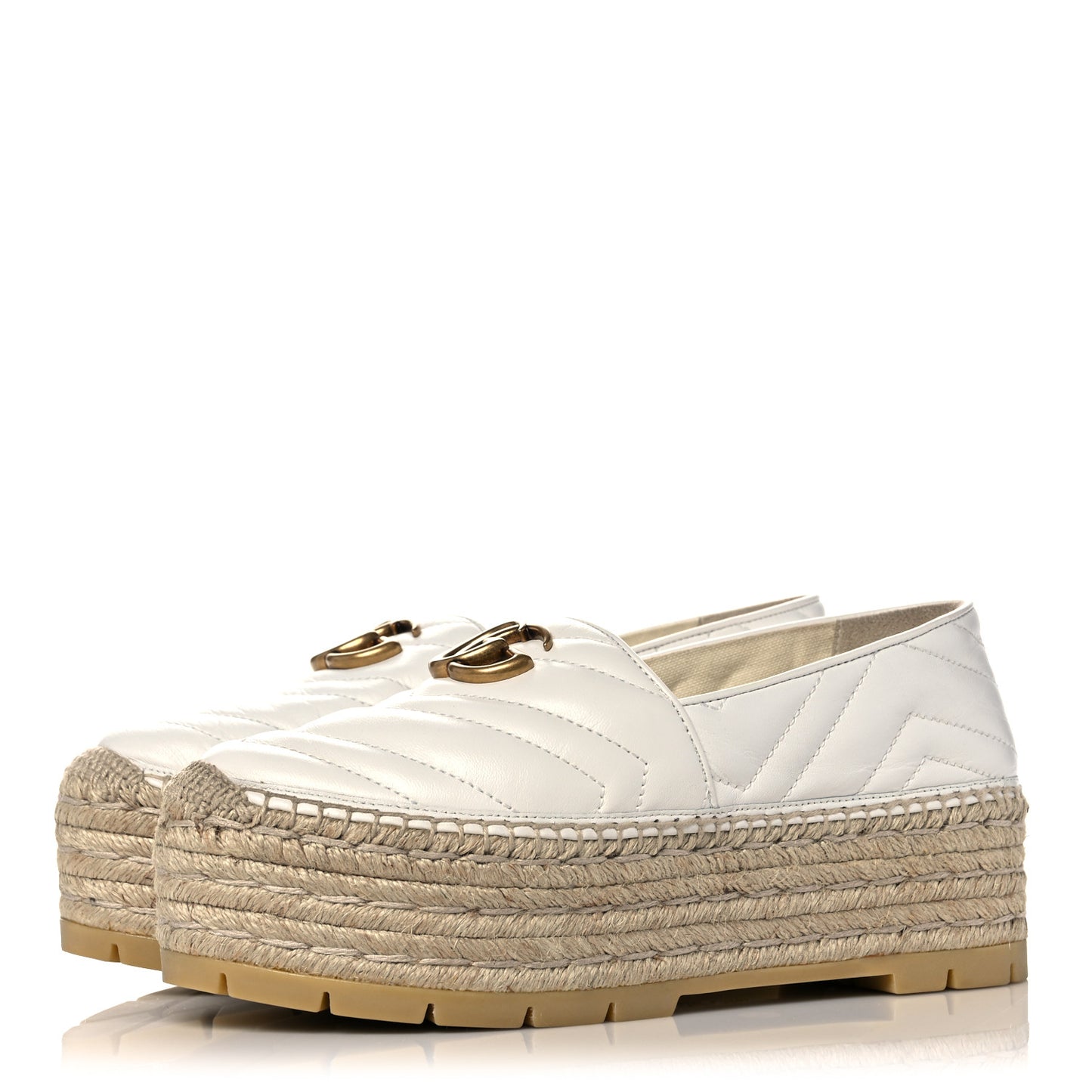 Nappa Matelasse GG Marmont Platform Espadrilles 38 Great White