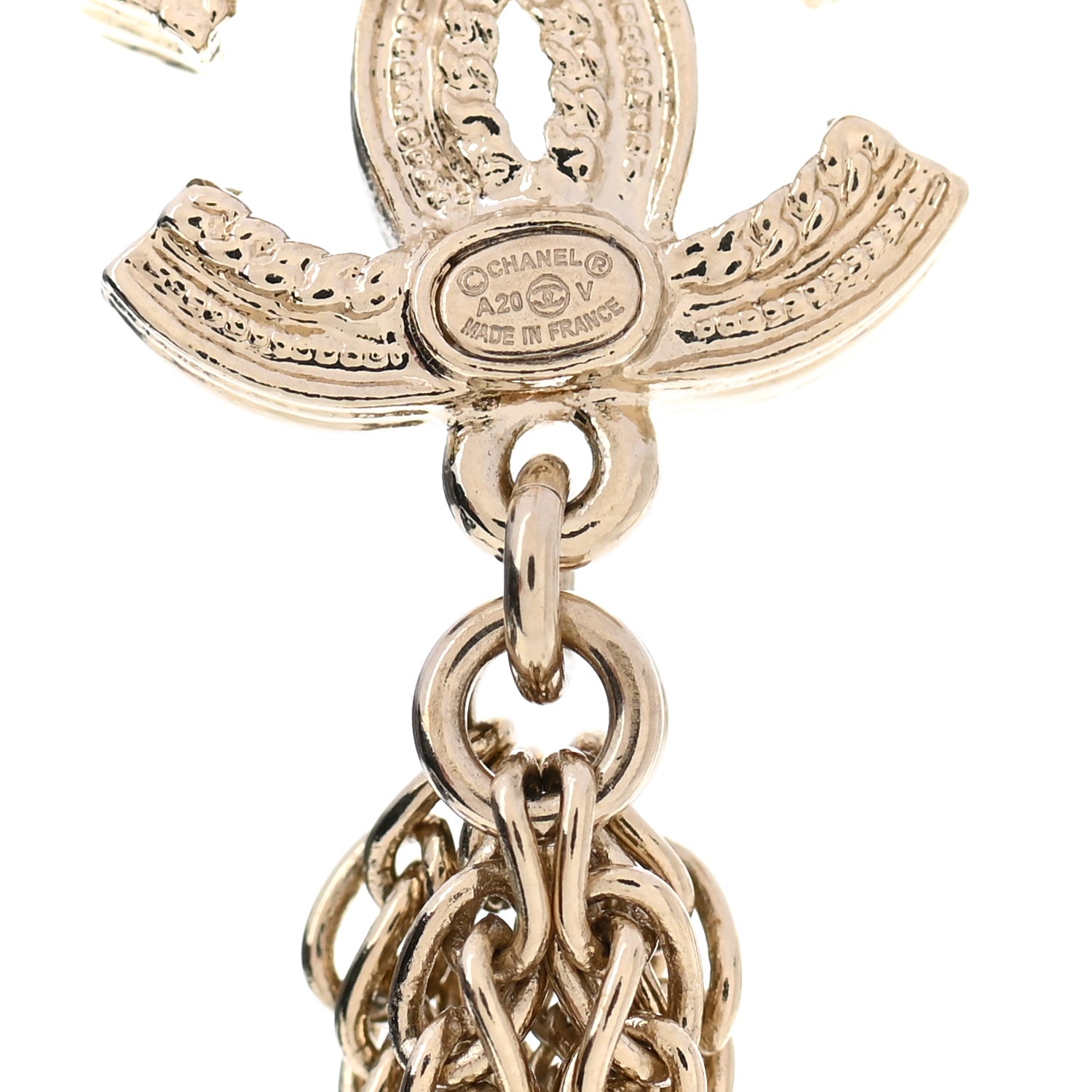Chanel Pearl CC Multi Chain Drop Earrings Gold 4 of 4