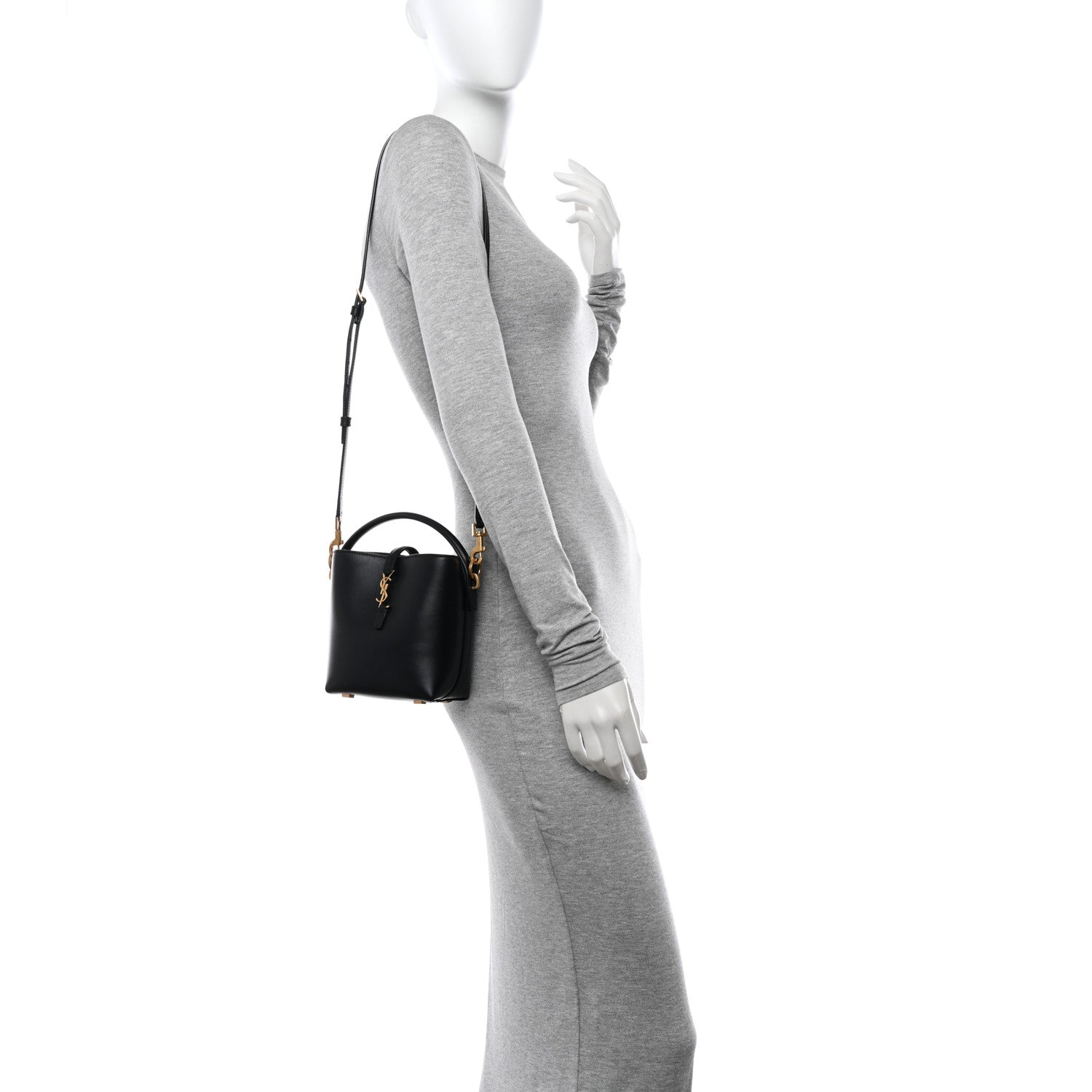 Saint Laurent Shiny Calfskin Le 37 Mini Bucket Bag Black 2 of 9