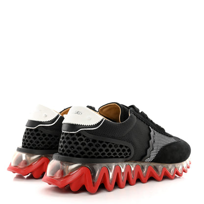 Christian Louboutin Suede Mesh Calfskin Mens Loubishark Sneakers 43 Black White Transparent 4 of 9