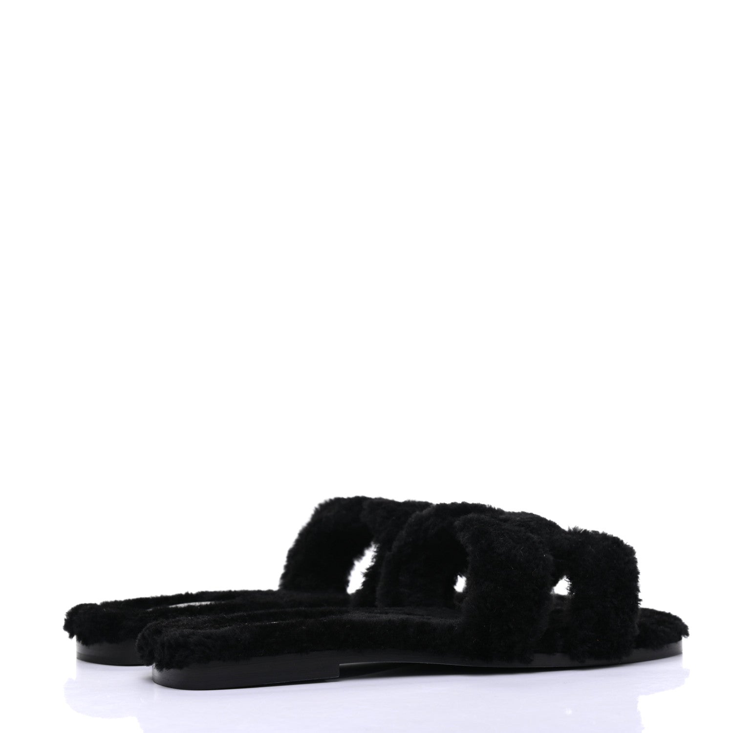 Hermes Woolskin Oran Sandals 40 Black 4 of 11