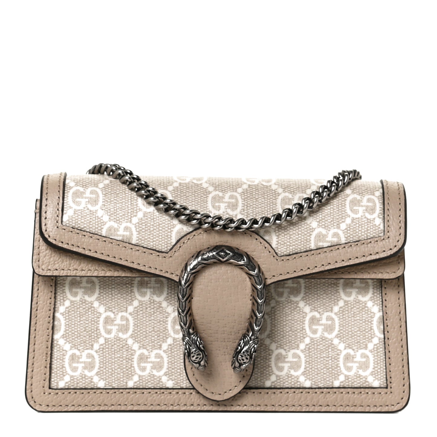 GG Supreme Monogram Textured Dollar Calfskin Super Mini Dionysus Shoulder Bag Beige Mystic White Oatmeal