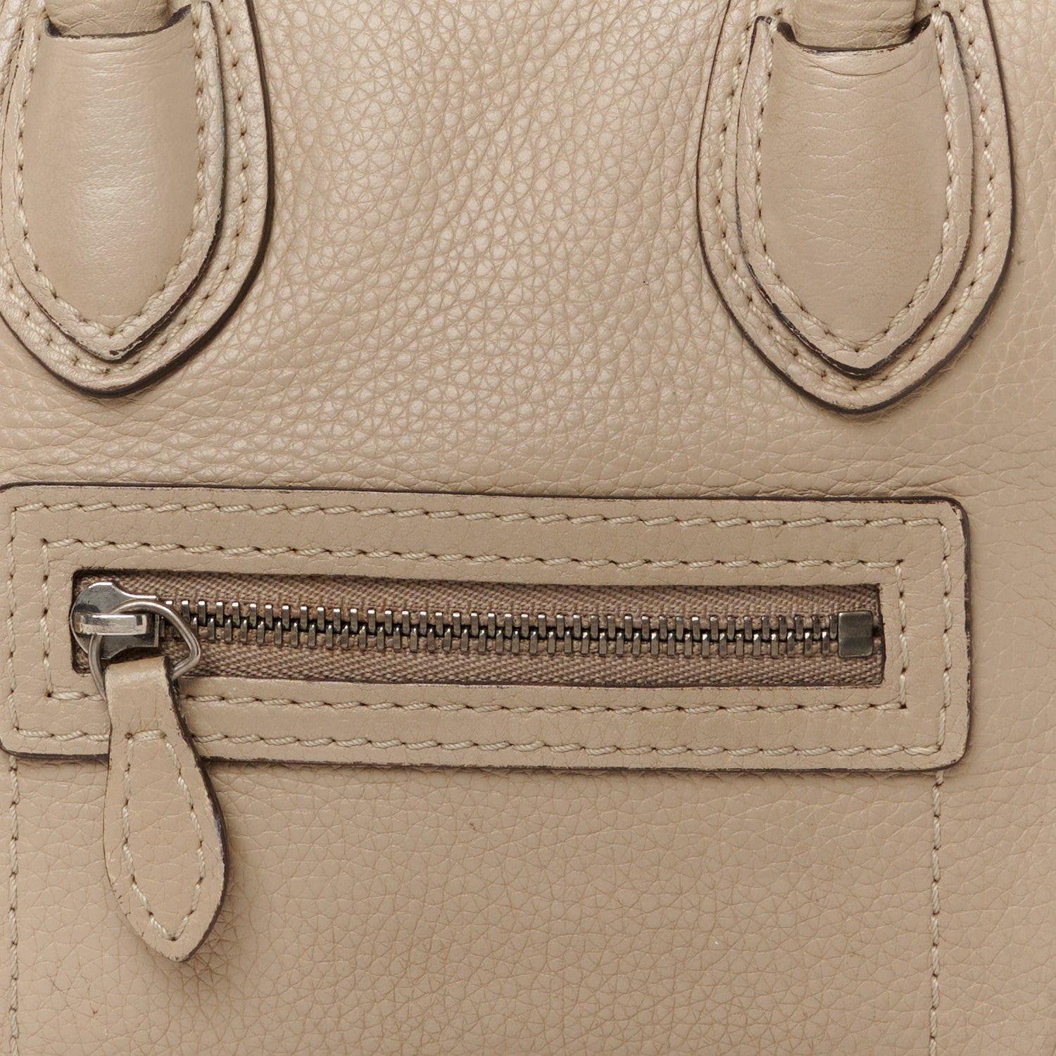 Celine Drummed Calfskin Nano Luggage Dune 8 of 12