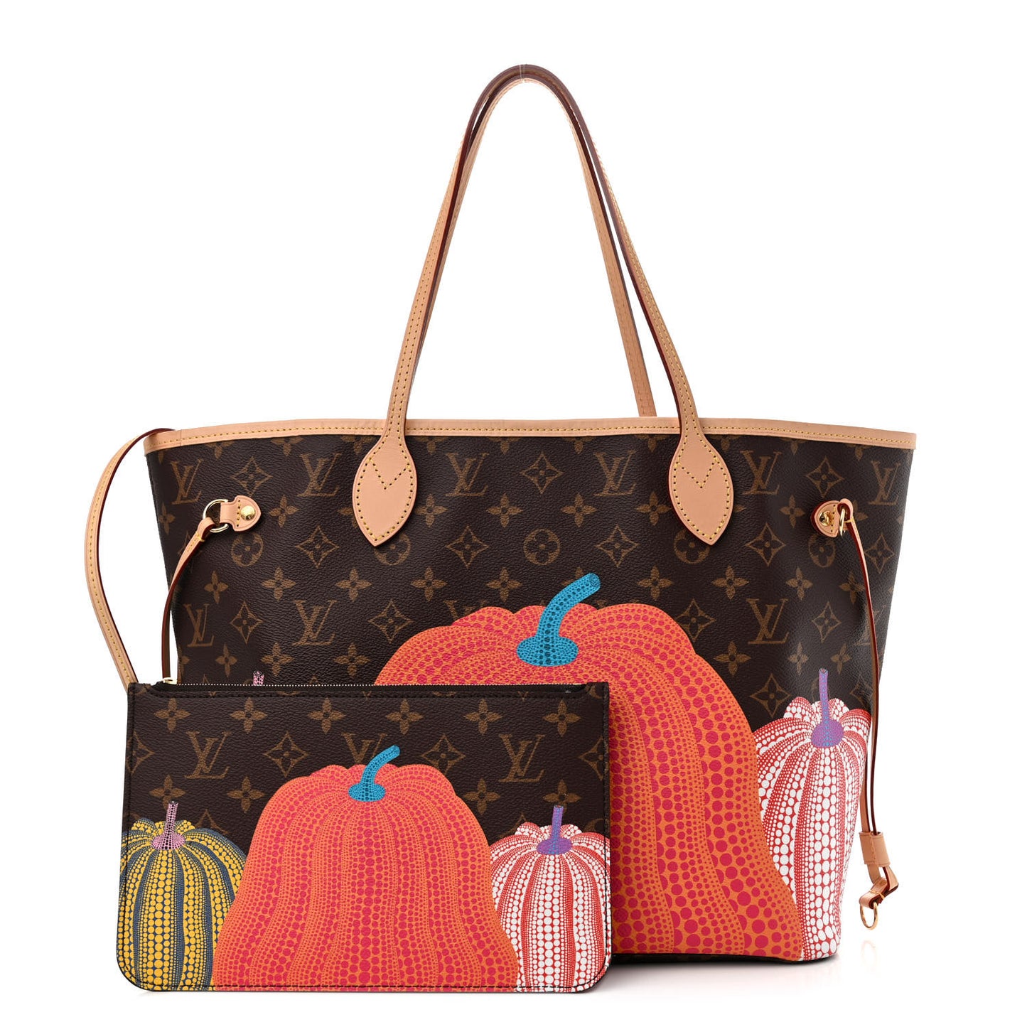 LV X YK Monogram Kusama Pumpkin Neverfull MM