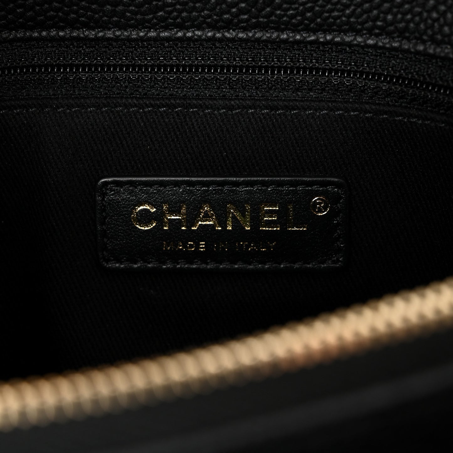 Grained Calfskin Stitched Flap Black
