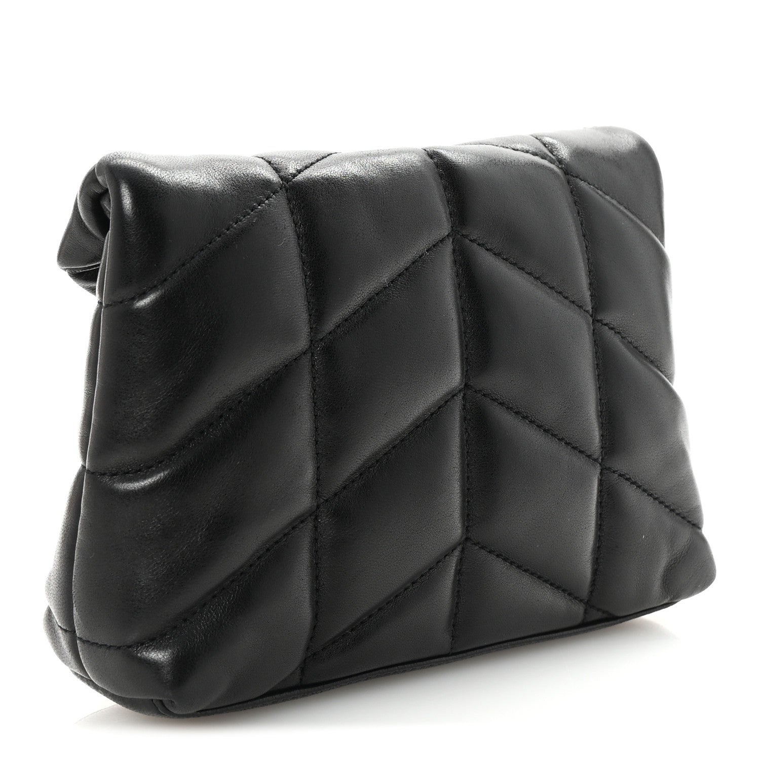 Saint Laurent Lambskin Monogram Loulou Puffer Pouch Clutch Black 3 of 6