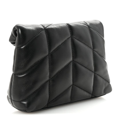 Saint Laurent Lambskin Monogram Loulou Puffer Pouch Clutch Black 3 of 6