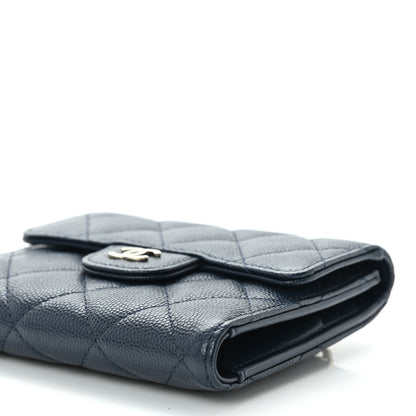 Chanel Caviar Quilted Compact Flap Wallet Navy 11 of 12