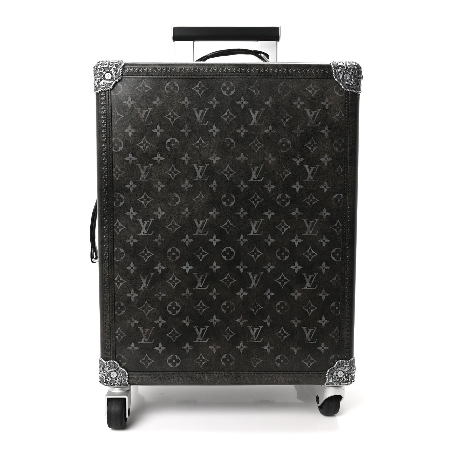 Brushed Monogram Rolling Trunk Black