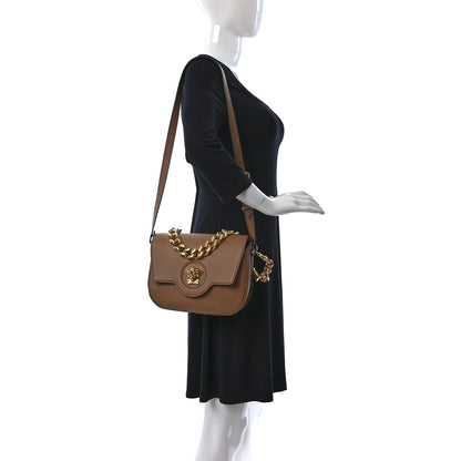 Versace Grained Calfskin La Medusa Chain Clutch Bag Brown 2 of 11