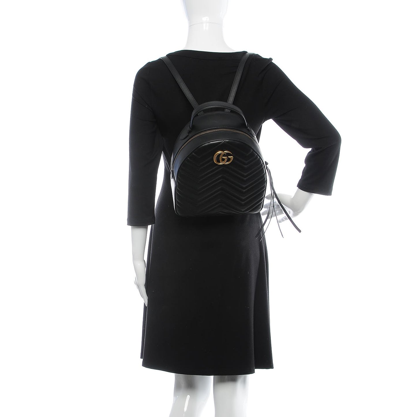 Calfskin Matelasse GG Marmont Backpack Black