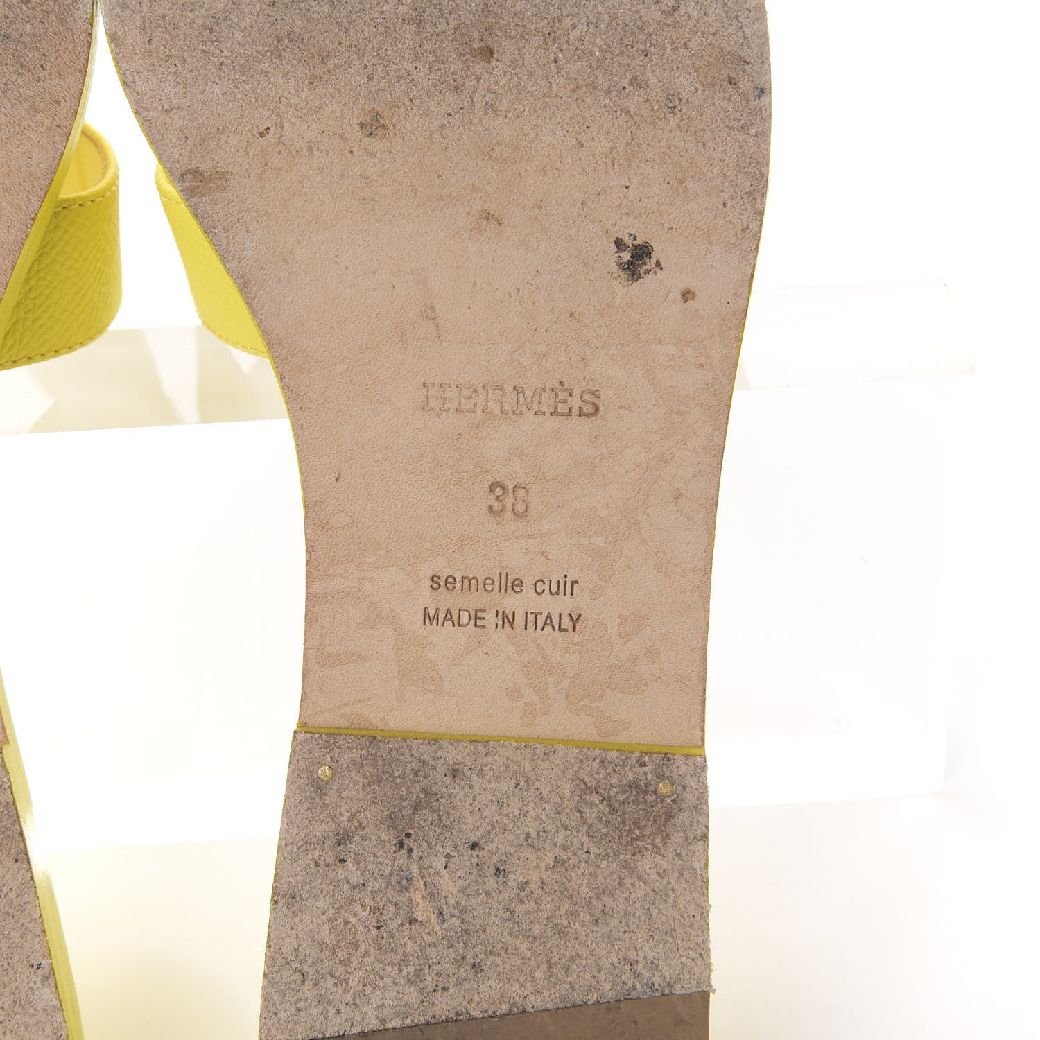 Hermes Epsom Oran Sandals 38 Jaune Pollen 9 of 10