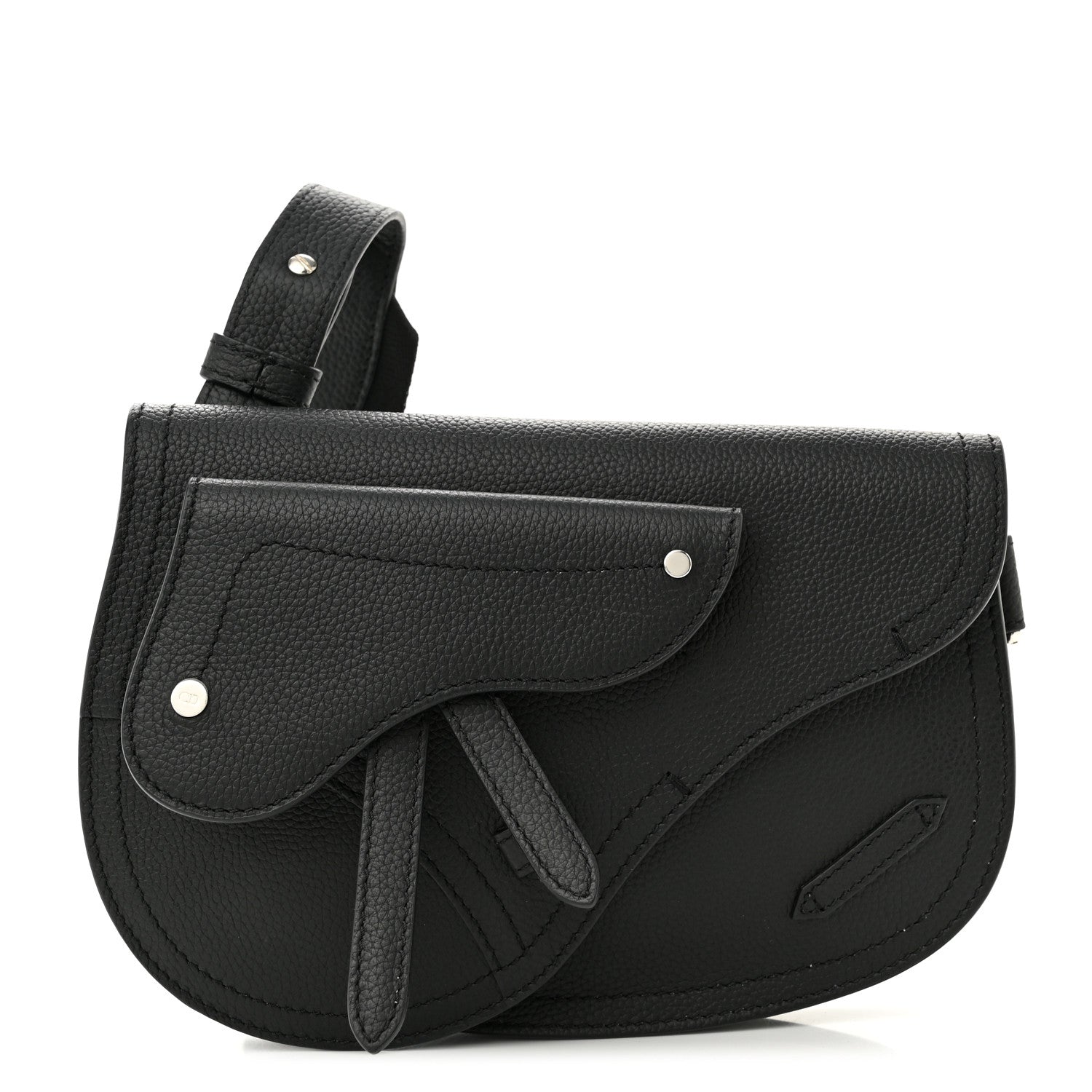 Christian Dior Grained Calfskin Saddle Messenger Bag Black 1 of 9