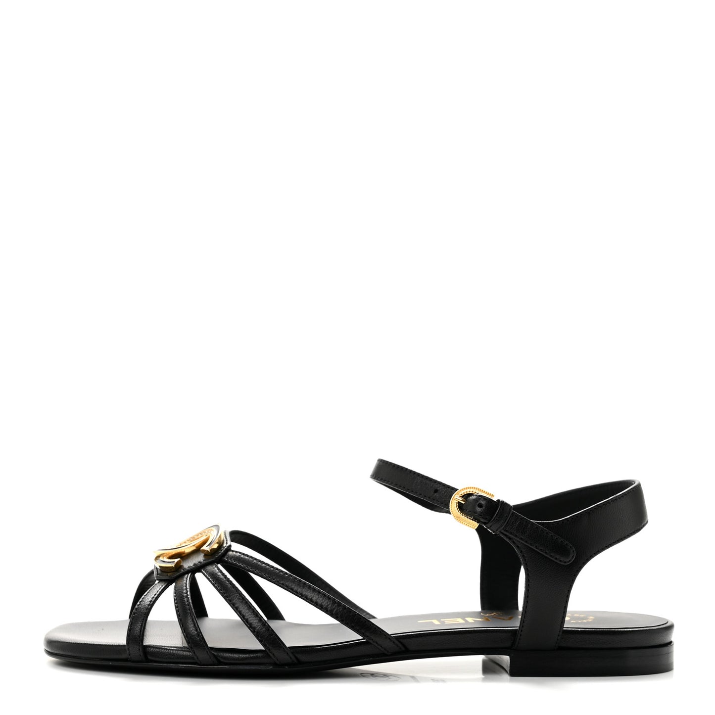 Lambskin Crystal CC Sandals 35.5 Black