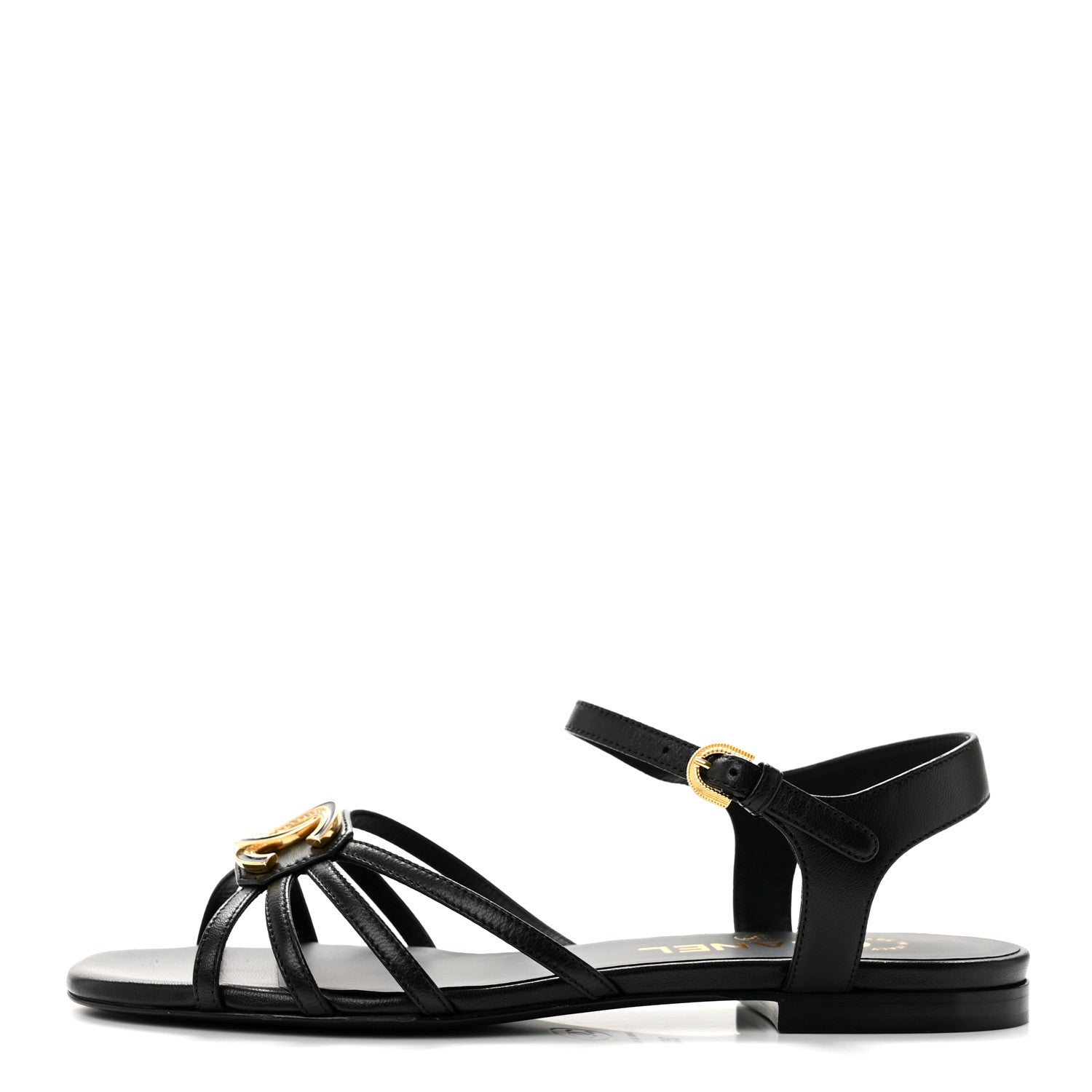 Chanel Lambskin Crystal CC Sandals 35.5 Black 1 of 10