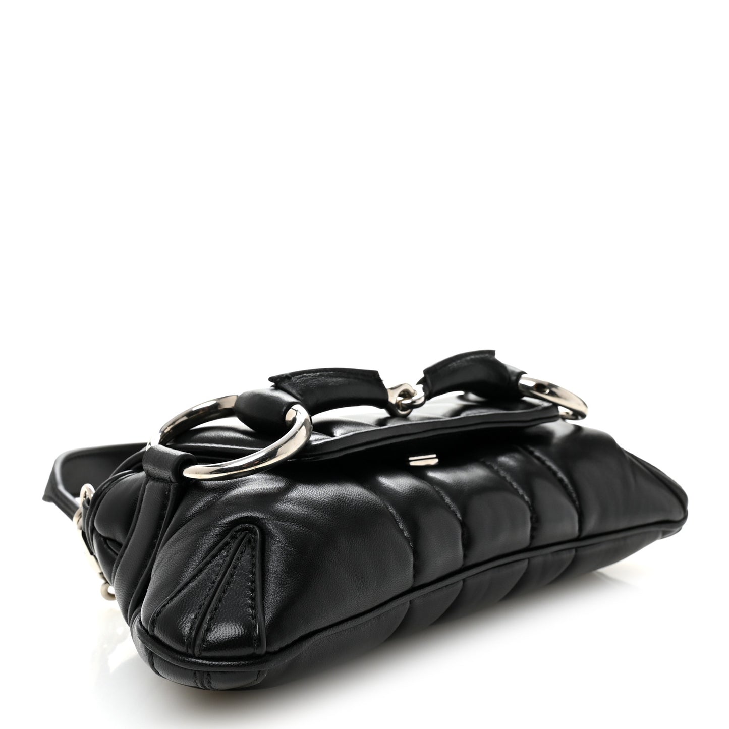 Nappa Vertical Matelasse Small Maxi Horsebit Chain Shoulder Bag Black